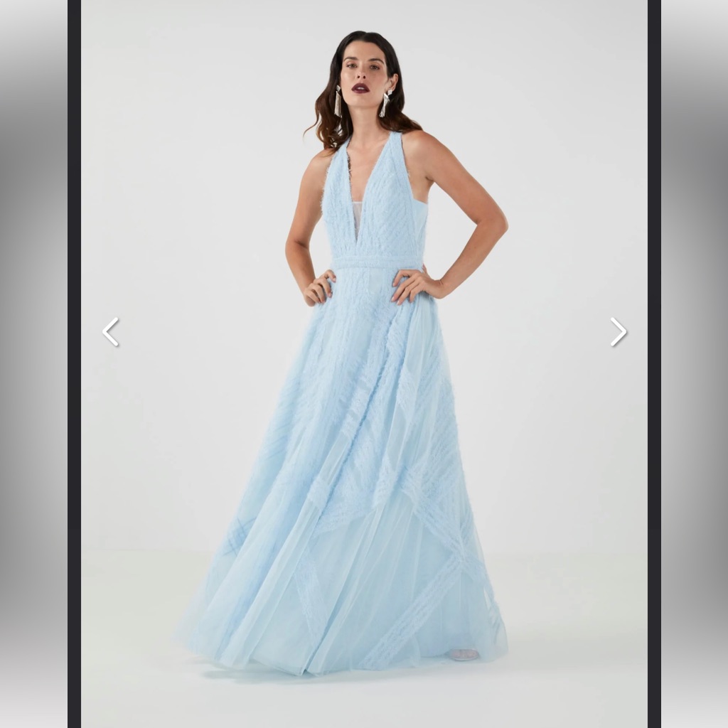Bcbgmaxazria Rosalie Ruffle Evening Gown Blue